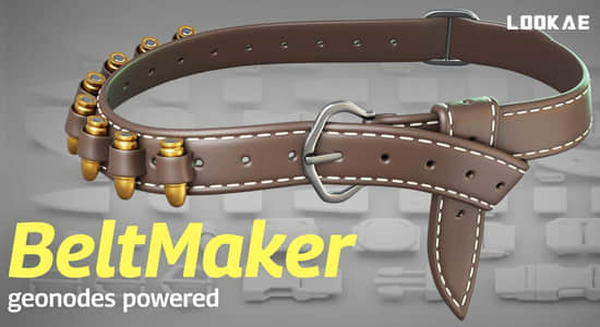 Blender预设-腰带生成器资产 Belt Maker V1.6-LookAE.com Blender预设-腰带生成器资产 Belt Maker V1.6
