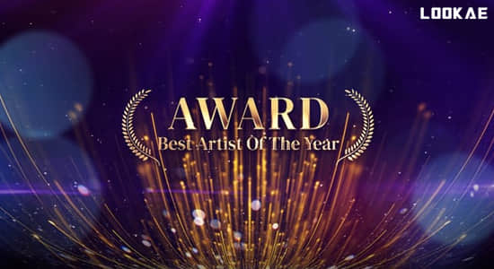 AE模板-金色粒子线条背景晚会活动颁奖典礼开场片头动画