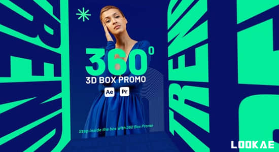 AE/PR模板-三维盒子内部空间翻转展示图文介绍动画